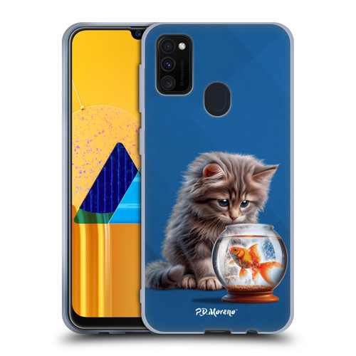 P.D. Moreno Play Cat Artwork Goldfish Soft Gel Case for Samsung Galaxy M30s (2019)/M21 (2020)