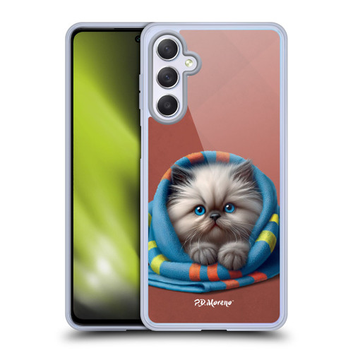 P.D. Moreno Play Cat Artwork Blue Towel Soft Gel Case for Samsung Galaxy M54 5G