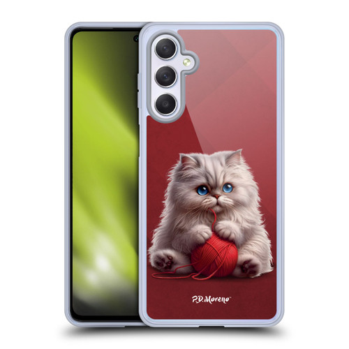 P.D. Moreno Play Cat Artwork Red Yarn Soft Gel Case for Samsung Galaxy M54 5G