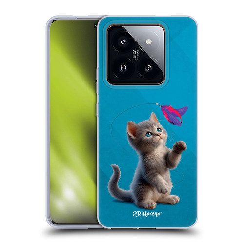 P.D. Moreno Play Cat Artwork Toy Feather Soft Gel Case for Xiaomi 14 Pro