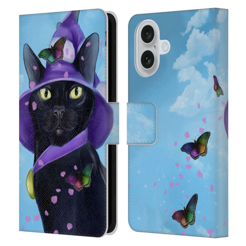 Ash Evans Black Cats Butterfly Sky Leather Book Wallet Case Cover For Apple iPhone 16