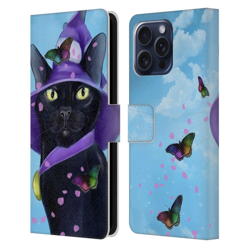 Ash Evans Black Cats Butterfly Sky Leather Book Wallet Case Cover For Apple iPhone 16 Pro Max