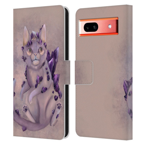 Ash Evans Graphics Amethyst Cat Leather Book Wallet Case Cover For Google Pixel 7a
