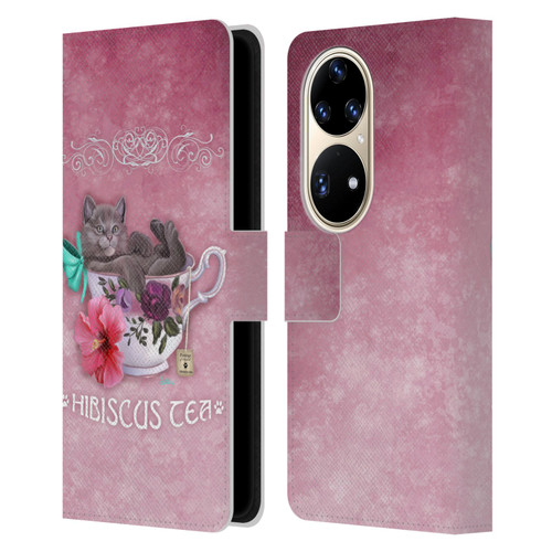 Ash Evans Graphics Hibiscus Tea Leather Book Wallet Case Cover For Huawei P50 Pro