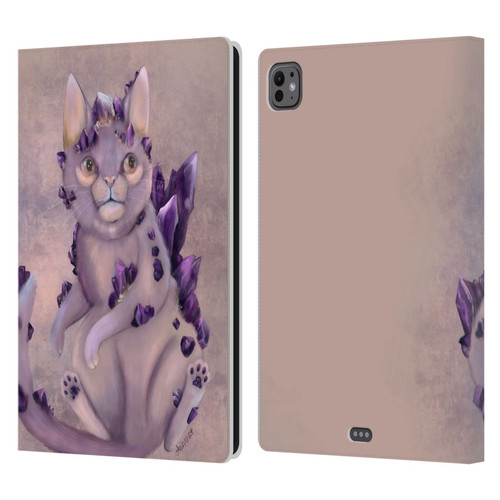 Ash Evans Graphics Amethyst Cat Leather Book Wallet Case Cover For Apple iPad Pro 11 M4 2024