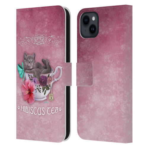 Ash Evans Graphics Hibiscus Tea Leather Book Wallet Case Cover For Apple iPhone 15 Plus