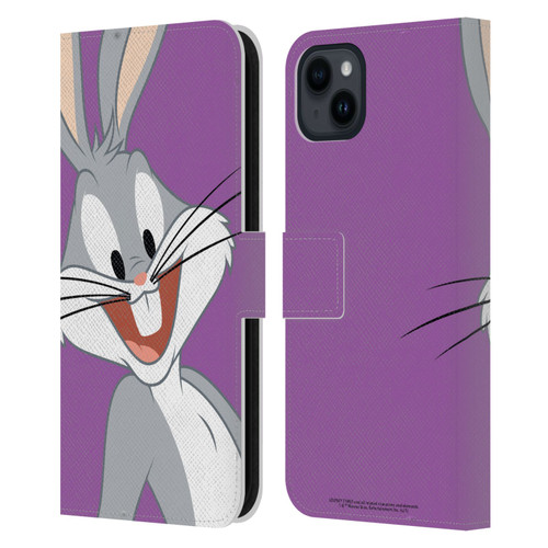 Looney Tunes Characters Bugs Bunny Leather Book Wallet Case Cover For Apple iPhone 15 Plus