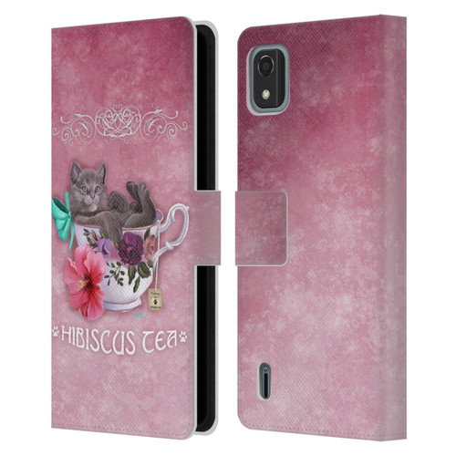 Ash Evans Graphics Hibiscus Tea Leather Book Wallet Case Cover For Nokia C2 2nd Edition