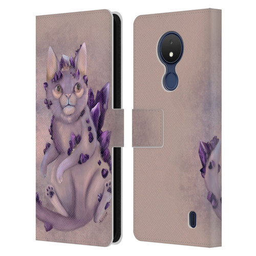 Ash Evans Graphics Amethyst Cat Leather Book Wallet Case Cover For Nokia C21