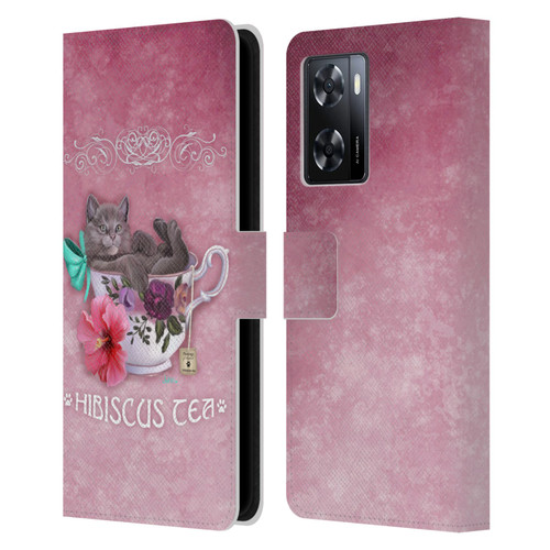 Ash Evans Graphics Hibiscus Tea Leather Book Wallet Case Cover For OPPO A57s