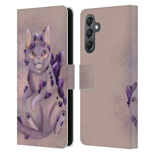 Ash Evans Graphics Amethyst Cat Leather Book Wallet Case Cover For Samsung Galaxy A25 5G