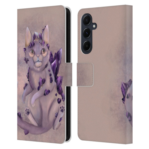 Ash Evans Graphics Amethyst Cat Leather Book Wallet Case Cover For Samsung Galaxy A55 5G