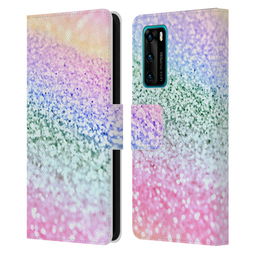 Monika Strigel Glitter Collection Unircorn Rainbow Leather Book Wallet Case Cover For Huawei P40 5G