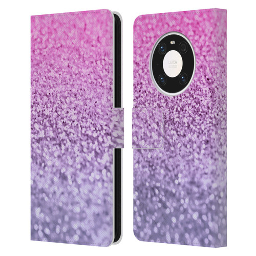 Monika Strigel Glitter Collection Lavender Pink Leather Book Wallet Case Cover For Huawei Mate 40 Pro 5G