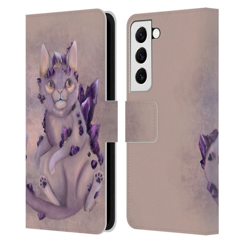 Ash Evans Graphics Amethyst Cat Leather Book Wallet Case Cover For Samsung Galaxy S22 5G
