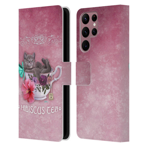 Ash Evans Graphics Hibiscus Tea Leather Book Wallet Case Cover For Samsung Galaxy S22 Ultra 5G