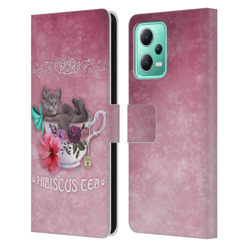 Ash Evans Graphics Hibiscus Tea Leather Book Wallet Case Cover For Xiaomi Redmi Note 12 5G