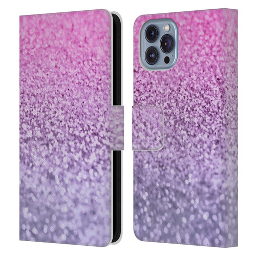 Monika Strigel Glitter Collection Lavender Pink Leather Book Wallet Case Cover For Apple iPhone 14