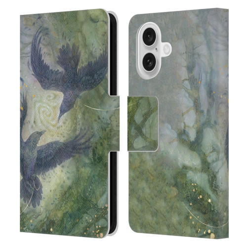 Stephanie Law Graphics Huginn And Muninn Leather Book Wallet Case Cover For Apple iPhone 16