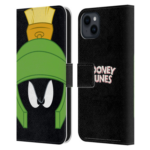 Looney Tunes Full Face Marvin The Martian Leather Book Wallet Case Cover For Apple iPhone 15 Plus