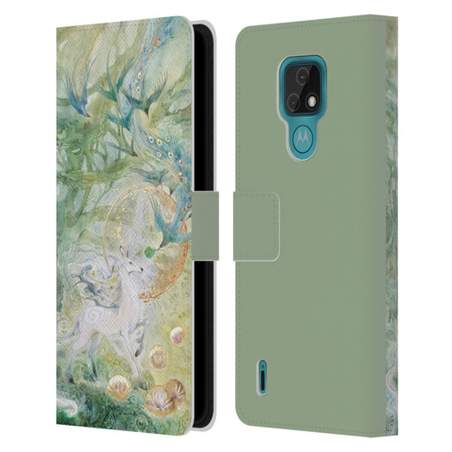 Stephanie Law Graphics Meeting Leather Book Wallet Case Cover For Motorola Moto E7