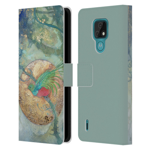 Stephanie Law Graphics Bird Leather Book Wallet Case Cover For Motorola Moto E7