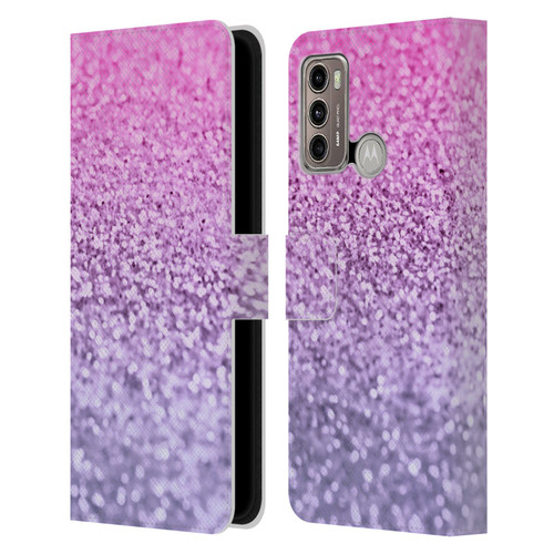 Monika Strigel Glitter Collection Lavender Pink Leather Book Wallet Case Cover For Motorola Moto G60 / Moto G40 Fusion