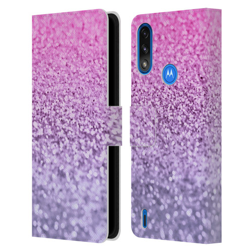 Monika Strigel Glitter Collection Lavender Pink Leather Book Wallet Case Cover For Motorola Moto E7 Power / Moto E7i Power