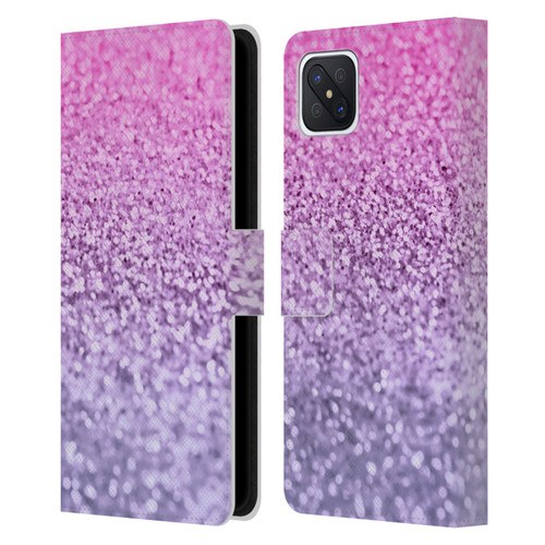 Monika Strigel Glitter Collection Lavender Pink Leather Book Wallet Case Cover For OPPO Reno4 Z 5G