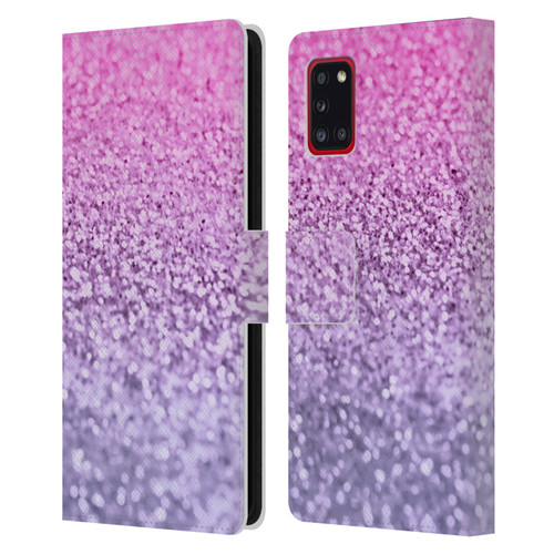 Monika Strigel Glitter Collection Lavender Pink Leather Book Wallet Case Cover For Samsung Galaxy A31 (2020)