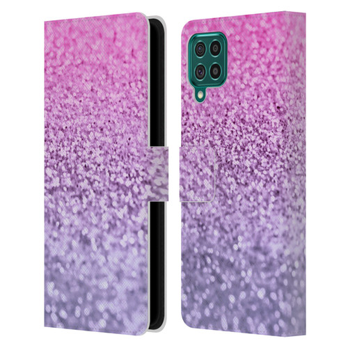 Monika Strigel Glitter Collection Lavender Pink Leather Book Wallet Case Cover For Samsung Galaxy F62 (2021)