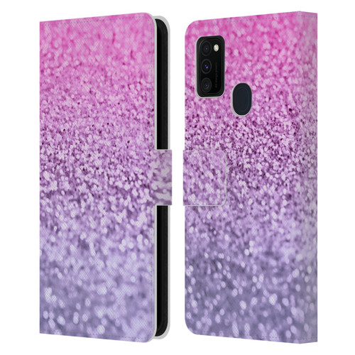 Monika Strigel Glitter Collection Lavender Pink Leather Book Wallet Case Cover For Samsung Galaxy M30s (2019)/M21 (2020)