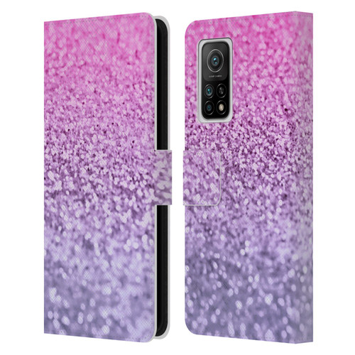 Monika Strigel Glitter Collection Lavender Pink Leather Book Wallet Case Cover For Xiaomi Mi 10T 5G