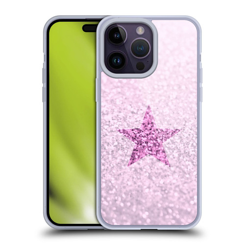 Monika Strigel Glitter Star Pastel Pink Soft Gel Case for Apple iPhone 14 Pro Max