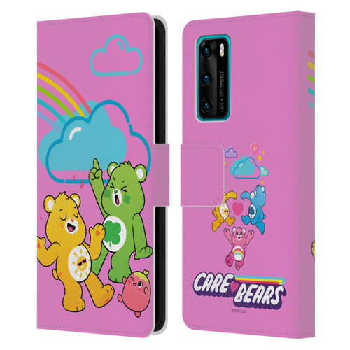 Care Bears Characters Funshine, Cheer And Grumpy Group Leather Book Wallet Case Cover For Huawei P40 5G