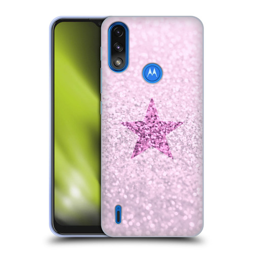 Monika Strigel Glitter Star Pastel Pink Soft Gel Case for Motorola Moto E7 Power / Moto E7i Power