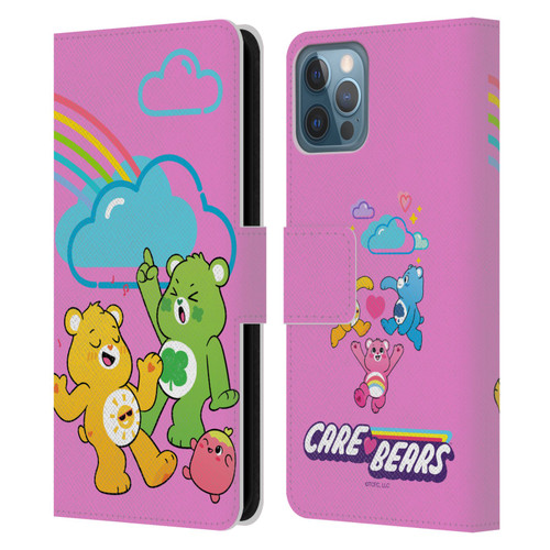 Care Bears Characters Funshine, Cheer And Grumpy Group Leather Book Wallet Case Cover For Apple iPhone 12 / iPhone 12 Pro