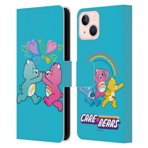 Care Bears Characters Funshine, Cheer And Grumpy Group 2 Leather Book Wallet Case Cover For Apple iPhone 13