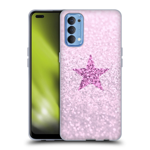 Monika Strigel Glitter Star Pastel Pink Soft Gel Case for OPPO Reno 4 5G