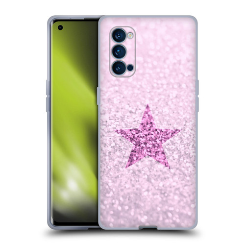 Monika Strigel Glitter Star Pastel Pink Soft Gel Case for OPPO Reno 4 Pro 5G