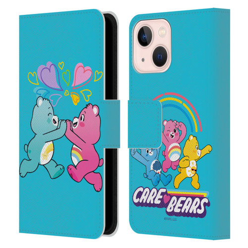 Care Bears Characters Funshine, Cheer And Grumpy Group 2 Leather Book Wallet Case Cover For Apple iPhone 13 Mini