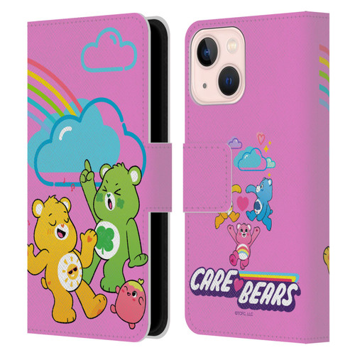 Care Bears Characters Funshine, Cheer And Grumpy Group Leather Book Wallet Case Cover For Apple iPhone 13 Mini