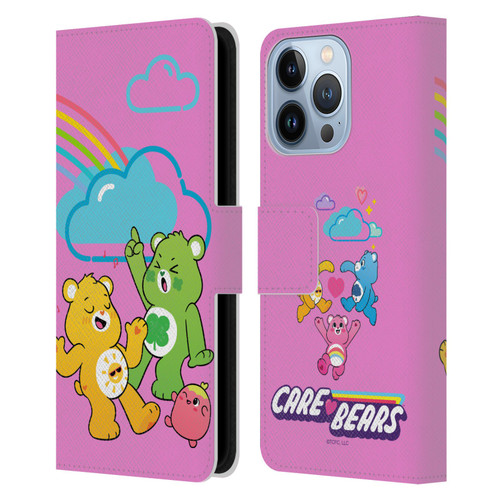 Care Bears Characters Funshine, Cheer And Grumpy Group Leather Book Wallet Case Cover For Apple iPhone 13 Pro