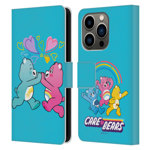 Care Bears Characters Funshine, Cheer And Grumpy Group 2 Leather Book Wallet Case Cover For Apple iPhone 14 Pro