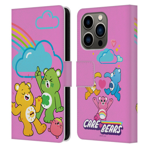 Care Bears Characters Funshine, Cheer And Grumpy Group Leather Book Wallet Case Cover For Apple iPhone 14 Pro