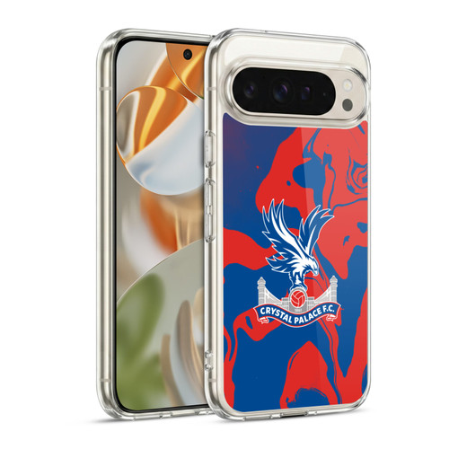 Crystal Palace FC Crest Red And Blue Marble Soft Gel Case for Google Pixel 9 / Pixel 9 Pro