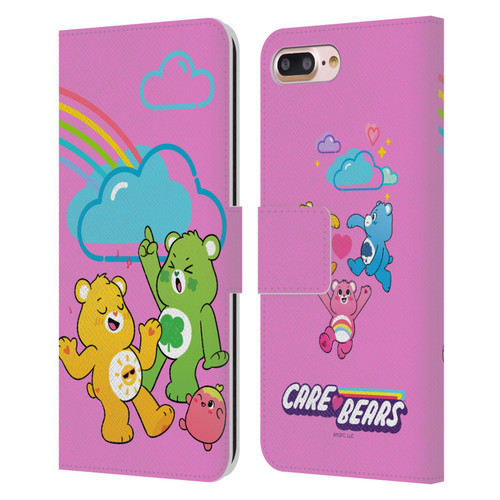 Care Bears Characters Funshine, Cheer And Grumpy Group Leather Book Wallet Case Cover For Apple iPhone 7 Plus / iPhone 8 Plus
