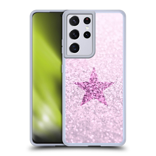 Monika Strigel Glitter Star Pastel Pink Soft Gel Case for Samsung Galaxy S21 Ultra 5G