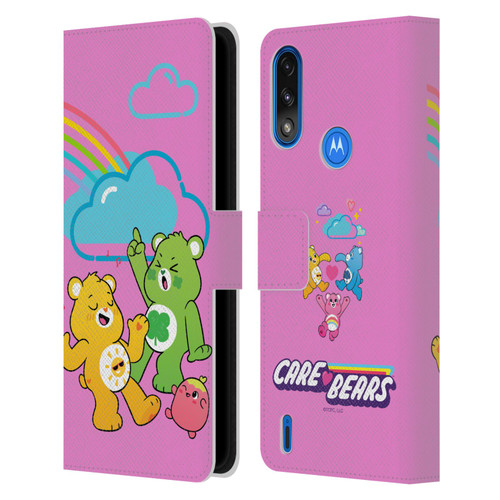 Care Bears Characters Funshine, Cheer And Grumpy Group Leather Book Wallet Case Cover For Motorola Moto E7 Power / Moto E7i Power