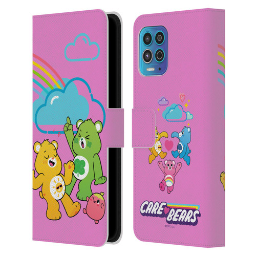 Care Bears Characters Funshine, Cheer And Grumpy Group Leather Book Wallet Case Cover For Motorola Moto G100